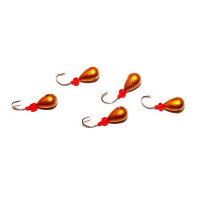 Мормышка свинцовая Капля золотая с трубкой и бисером 3.0мм 0.3г 10 шт. цв.03