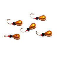 Мормышка свинцовая Капля золотая с трубкой и бисером 4.0мм 0.7г 10 шт. цв.05