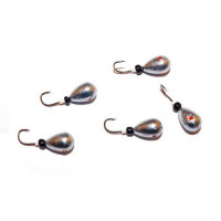 Мормышка свинцовая Капля серебряная с трубкой и бисером 3.5мм 0.45г 10 шт. цв.05