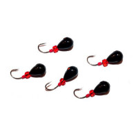 Мормышка свинцовая Капля черная с трубкой и бисером 3.5мм 0.45г 10 шт. цв.03