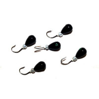 Мормышка свинцовая Капля черная с трубкой и бисером 3.5мм 0.45г 10 шт. цв.01