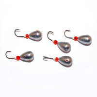 Мормышка свинцовая Капля серебряная с трубкой и бисером 3.0мм 0.3г 10 шт. цв.03