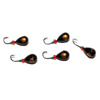 Мормышка свинцовая Капля черная - золотая коронка с бисером 4.5мм 1.1г 10 шт. цв.03