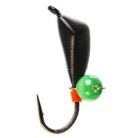 Мормышки вольфрамовые Lucky John Дрейссена с петелькой и бисером кошачий глаз 3.0мм 5 шт. цв.Green