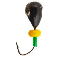 Мормышка Lucky John капля с отверстием(коза), коронкой и бисером 3,0мм 5 шт. цв.01