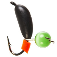 Мормышки вольфрамовые Lucky John Банан рижский с петелькой и бисером кошачий глаз 5.0мм 5 шт. цв.Green